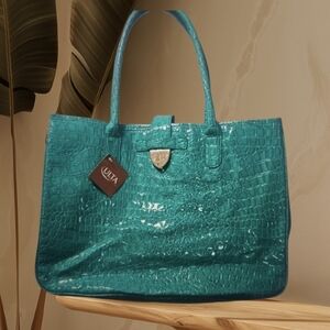 - ULTA BEAUTY PATENT LEATHER SNAKE PRINT TOTE BAG NWT
